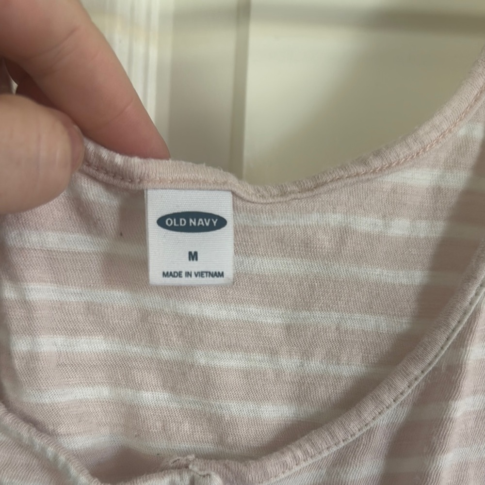 Old Navy Striped Button-Front Tank Top - Soft Pink / C1 - Picture 2 of 4